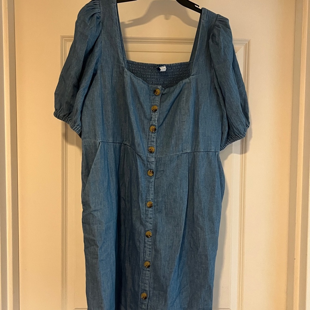 Old Navy Blue Button-Front Mini Dress